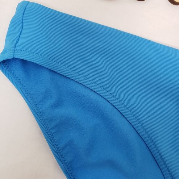 Athleta Ribbed Bikini Swim Bottoms Cloud Break Blue NWT Mid Rise Medium Coverage - Picture 5 of 8